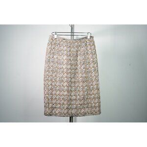 Vintage Chanel Fantasy Tweed A-Line Skirt Beige Cream Size 38